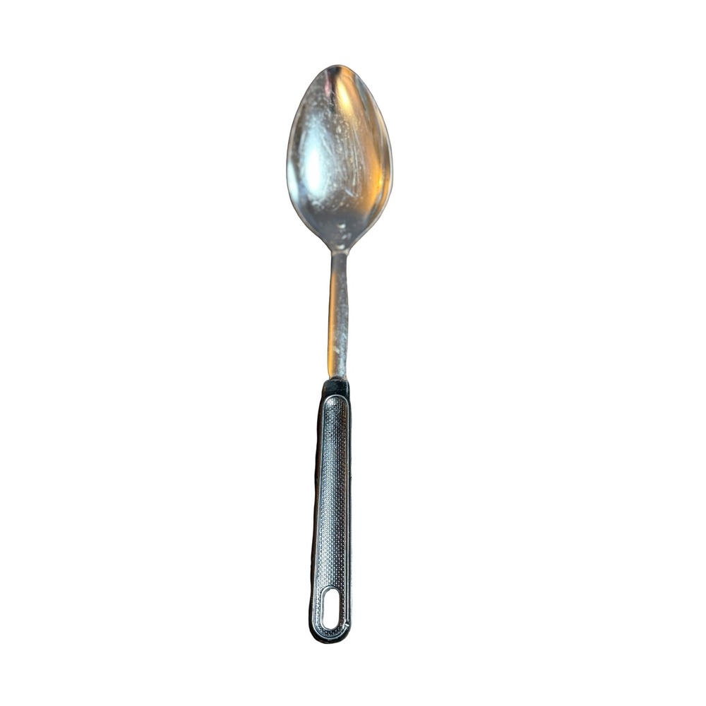 Vintage EKCO USA Stainless Steel Basting Spoon Black Plastic Handle 12 Inch